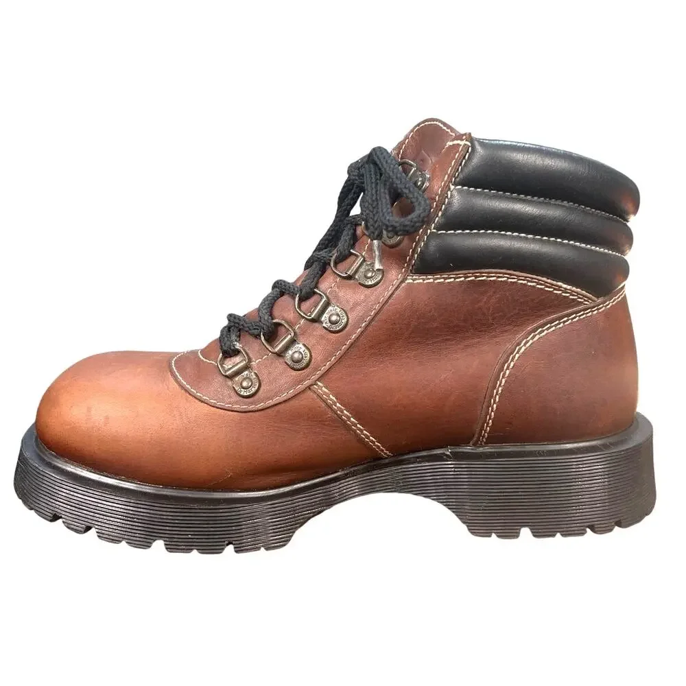 Vintage Dr. Martens Made In England Brown Chunky Hiker Boots UK 9 US M 10 W 11